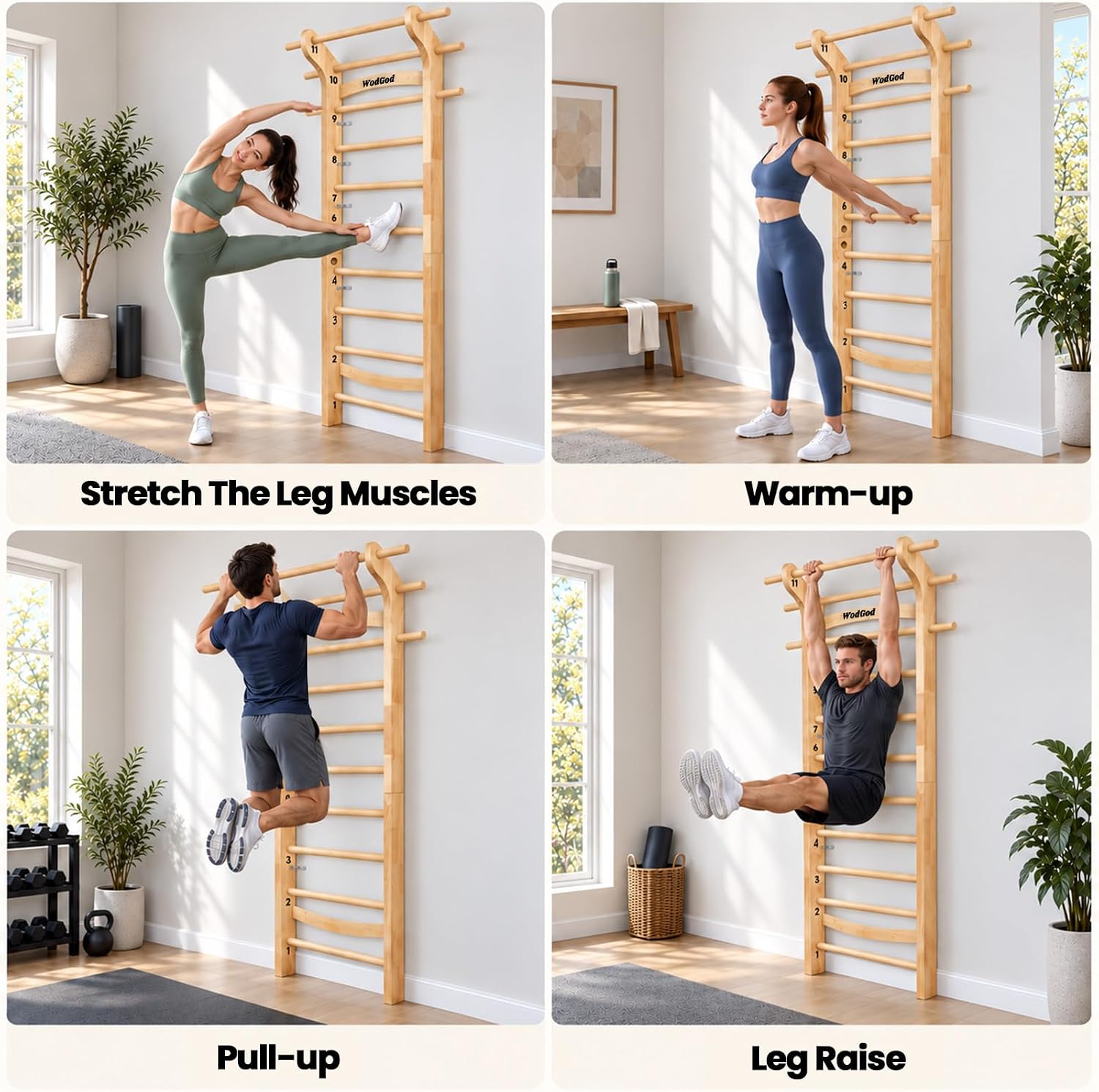 Wood Swedish Ladder Stall Bar  - Pull Up Bar review and price